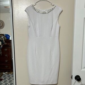 White formal mid length dress